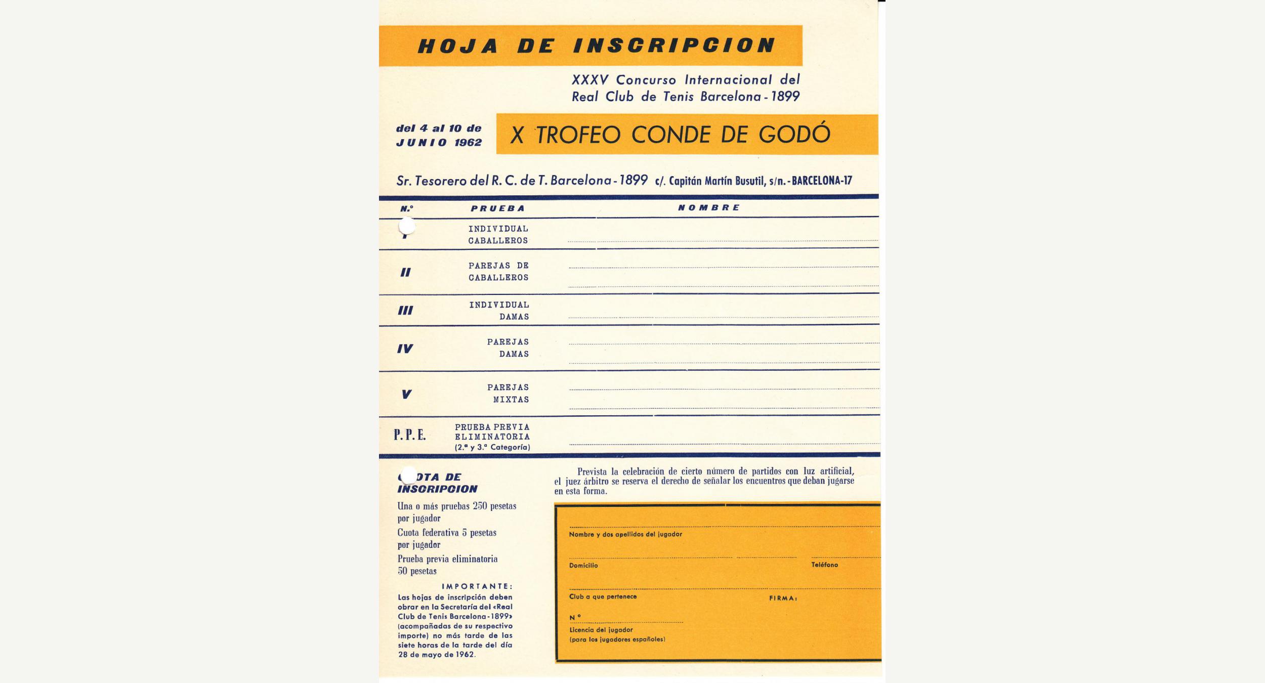 1962 Hoja de inscripción