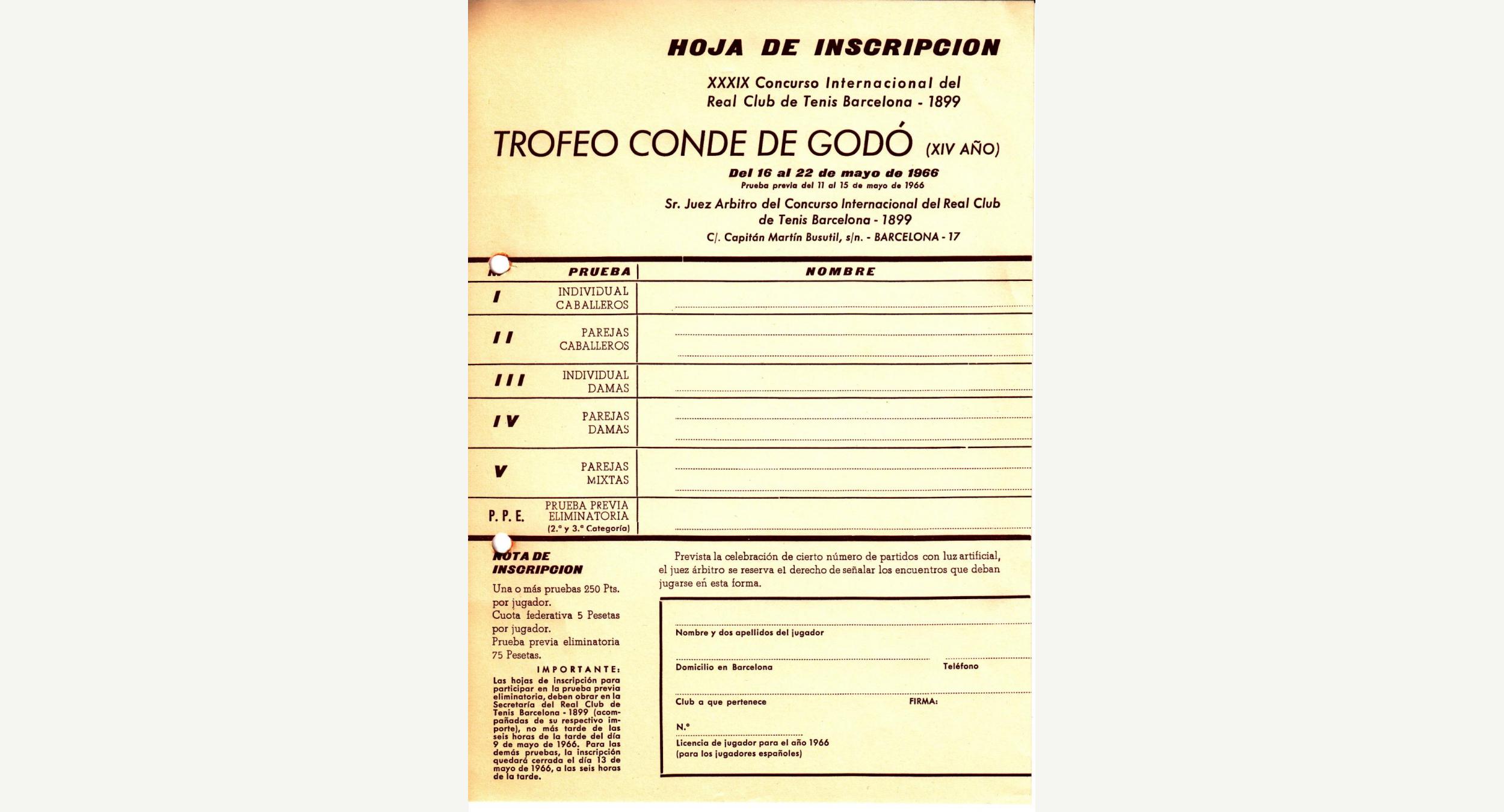 1966 Hoja de inscripción