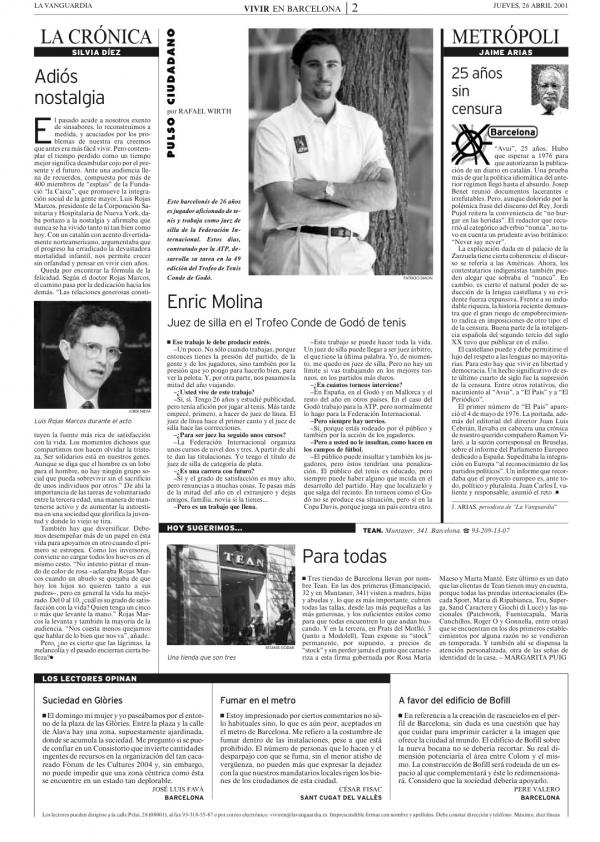 2001 La Vanguardia 26 abril